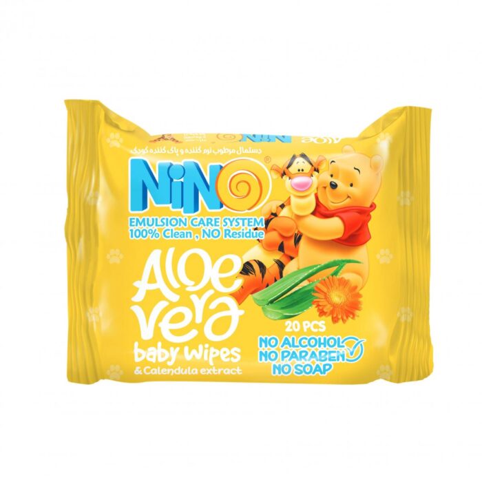nino018 دستمال مرطوب نرم کننده کودک 20 عددی نینو - Image 1