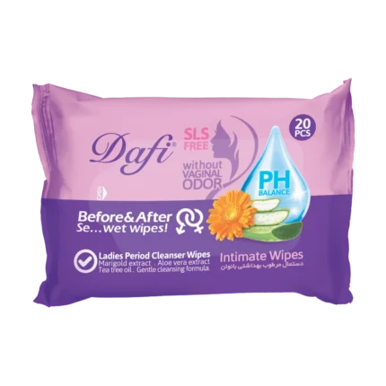 دستمال مرطوب بهداشتی دافی مدل لیدیز - بسته 20 عددی