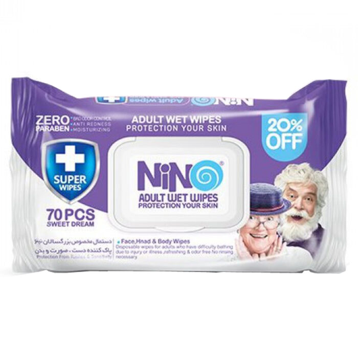 70عددی-7-مادر-42 دستمال مرطوب دست و صورت بزرگسالان درب دار نینو - Image 1