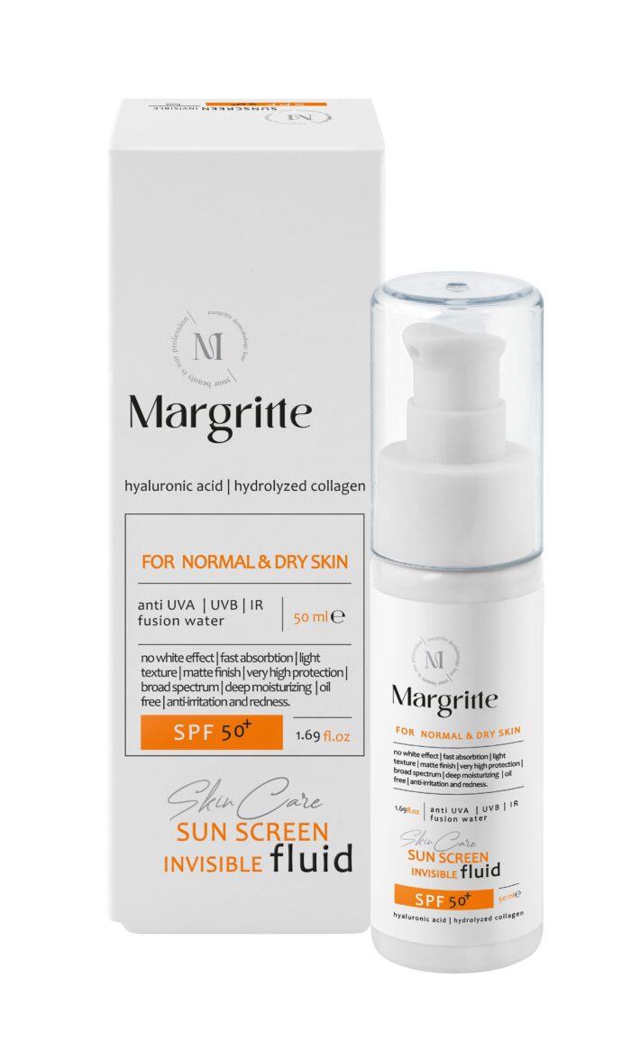 فلوئید ضد آفتاب ساده حجم 50 میلی لیتر SPF50+ مارگریت پوست خشک - Image 1