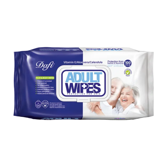 دستمال مرطوب دافی مدل Adult Wipes بسته 100 عددی - Image 1