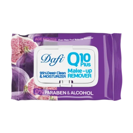 دستمال مرطوب پاک کننده آرایش دافی مدل Q10 طرح میوه انجیر بسته 50 عددی