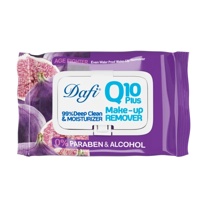 دستمال مرطوب پاک کننده آرایش دافی مدل Q10 طرح میوه انجیر بسته 50 عددی - Image 1