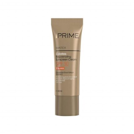کرم ضد آفتاب جوان کننده پرایم مدل Matex Colorless SPF 50 حجم 40 میلی لیتر - بی رنگ