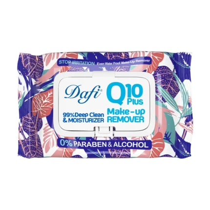 دستمال مرطوب پاک کننده آرایش دافی مدل Q10 طرح گل 3 50 عددی
