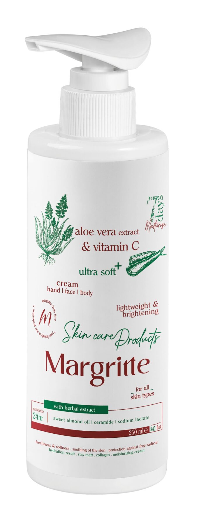 d7f7ba8e-76af-4476-8f59-52e49f9c5b4c کرم مرطوب کننده آبرسان آلوئه ورا حجم 250 میلی لیتر (پمپی) مارگریت - Image 1