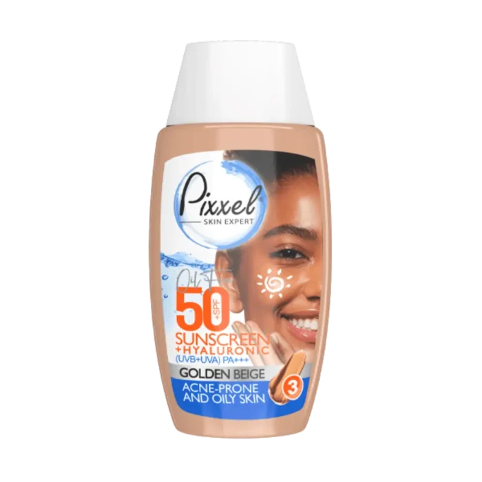 کرم ضدآفتاب رنگ بژ طلایی مناسب پوست جوشدار و چرب پیکسل - Image 1