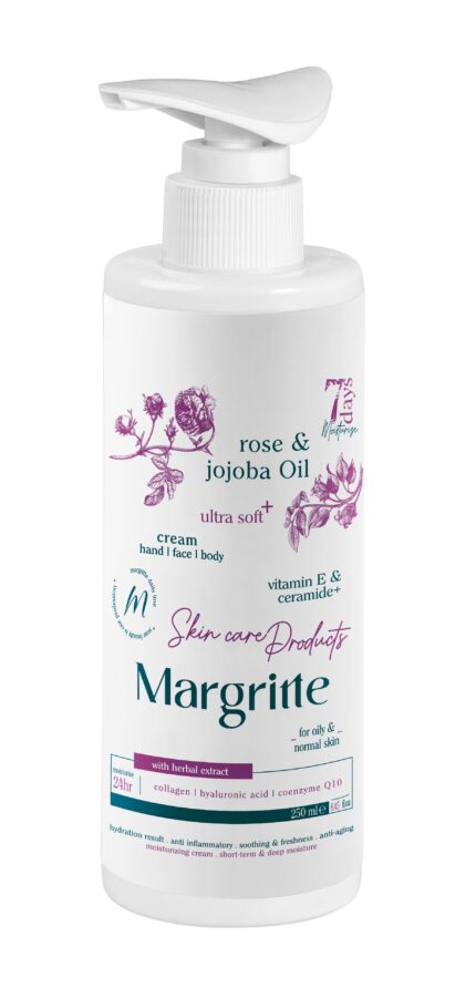 کرم مرطوب کننده آبرسان رز جوجوبا حجم 250 میلی لیتر (پمپی) مارگریت