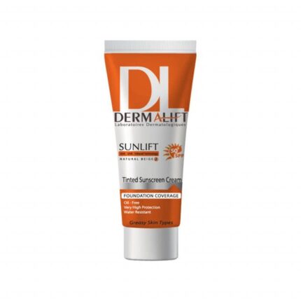 کرم ضد آفتاب رنگی درمالیفت مدل SPF50 محافظ UVA ،UVB، ضد آب، مناسب پوست چرب شماره 2 حجم 40 میلی‌لیتر - بژ طبیعی