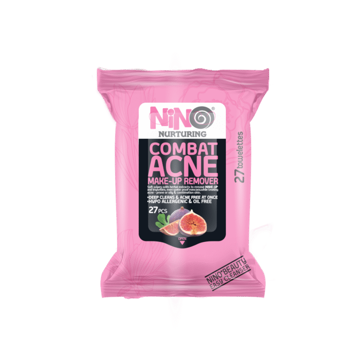 nino034 دستمال مرطوب آرايش پاک کن 27 برگ ضد آکنه نینو - Image 1