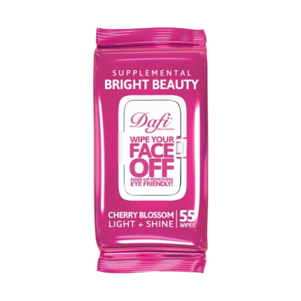 دستمال مرطوب پاک کننده آرایش درب دار دافی مدل شکوفه گیلاس ژاپنی بسته 55 عددی