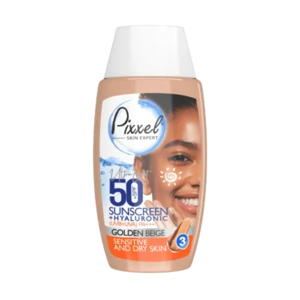 کرم ضدآفتاب رنگ بژ طلایی مناسب پوست خشک و نرمال پیکسل