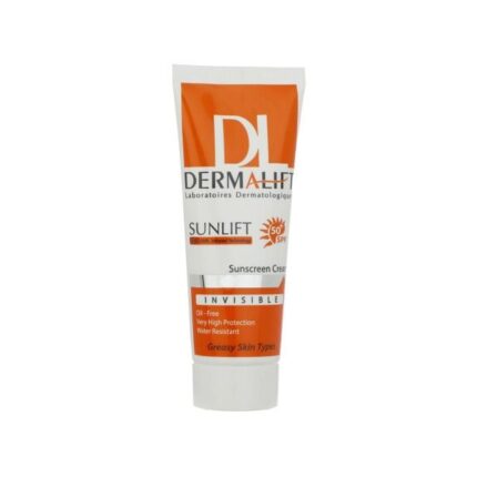 کرم ضد آفتاب بدون رنگ درمالیفت مدل SPF50 محافظ UVA ،UVB، ضد آب، مناسب پوست چرب حجم 40 میلی‌لیتر