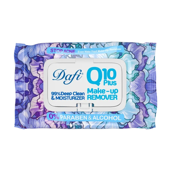 کیوتن-گلی-2 دستمال مرطوب پاک کننده آرایش دافی مدل Q10 طرح گل 1 50 عددی - Image 1