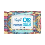 دستمال مرطوب پاک کننده آرایش دافی مدل Q10 طرح گل 2 50 عددی