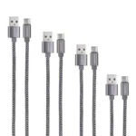 کابل تبدیل USB به USB-C کلومن مدل kd-P19 مجموعه 4 عددی خاکستری - Image 4